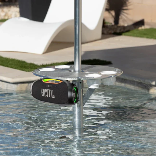 Crank up the pool party with the BajaMate Total Live 5.3 Bluetooth 100W Waterproof Speaker System! Deliver stunning sound with dual 3.5" active drivers, SUPER sub bass, and Bass Boost Technology for crisp 40Hz-22kHz audio. Enjoy 10 hours of playtime with a 7.4V/5400mAh battery, Bluetooth 5.3 for seamless 65ft pairing, and IPX7 waterproofing for splashes or submersion. Mounts perfectly to your BajaMate Entertainment Table. Free shipping! Speaker pictures
